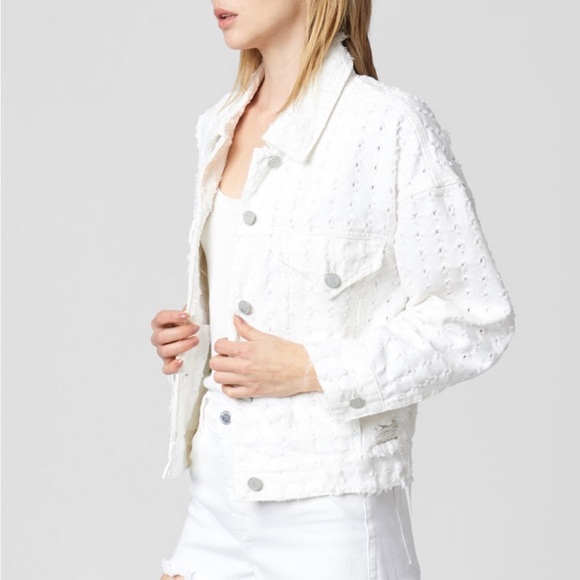 Blank NYC Eyes On You white jean Jacket denim trucker style distressed - Picture 3 of 15